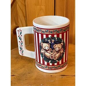 Vintage Teddy Bear Holiday Mug Large 90s HF96